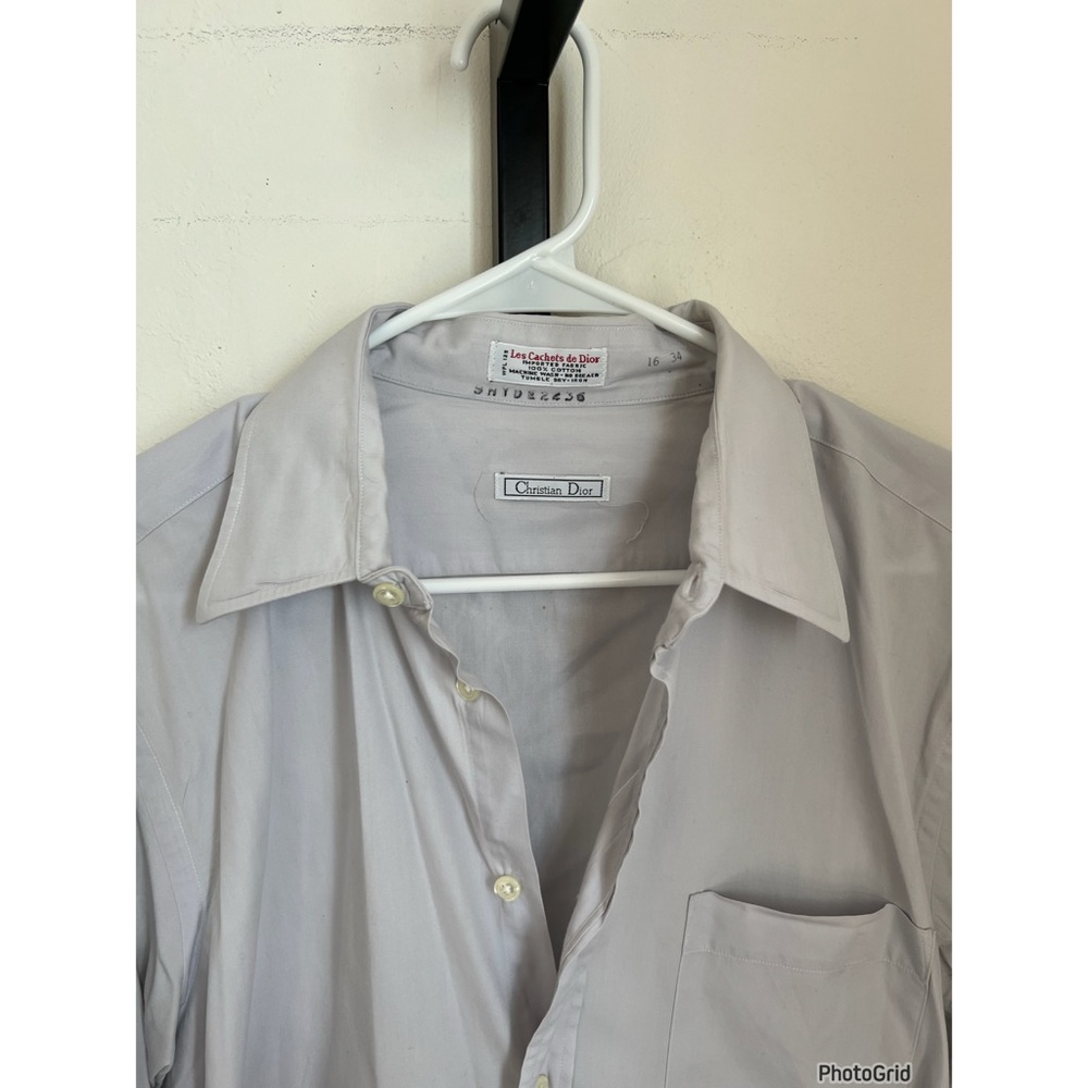 Vintage VTG Christian Dior Light Grey Button Down 16 34 - Picture 3 of 5